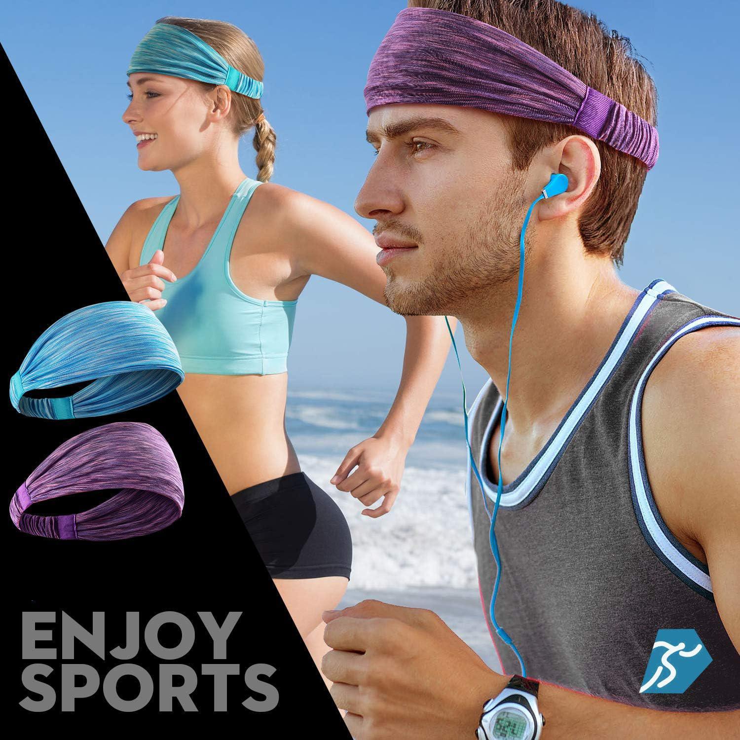5-Piece Unisex Anti-Slip Sports Sweat-Absorbing Headbands Elastic Yoga Fitness Running Headbands Unisex