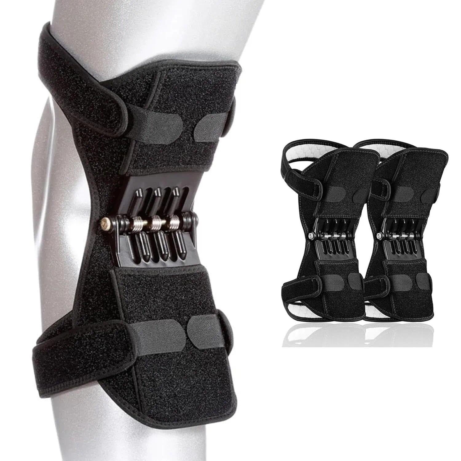 Joint Power Support Knee Brace With 4 Springs, Ergonomic Knee Stabilizer Pad, Inspired Lift Brace,Adjustable Knee Stabilizer Pads,Pain Relief -2 Pack
