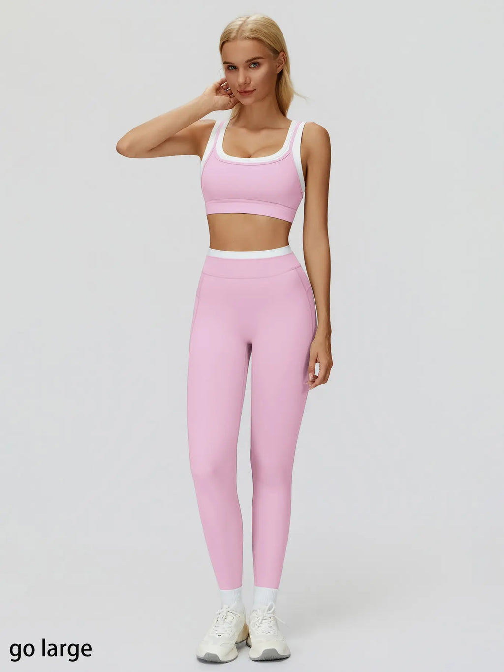 Women'S Two-Piece Colorblock Yoga Set, High-Waisted Ribbed Casual Fitness Sportswear, Versatile Gym Workout