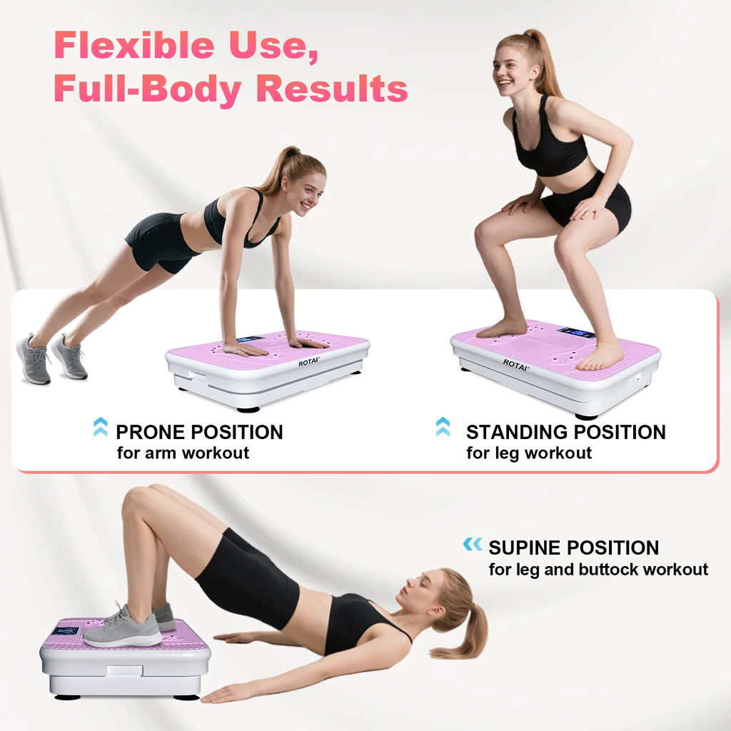 Vibrating Plate Exercise Machine with LED Display, 199 Adjustable Speeds Power, 300 Lbs 150 Watts, Shake Board Sport Gym for Women and Men, Pink