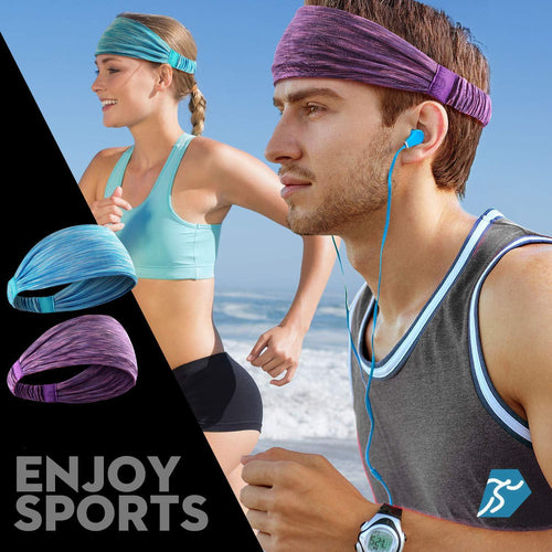 5-Piece Unisex Anti-Slip Sports Sweat-Absorbing Headbands Elastic Yoga Fitness Running Headbands Unisex