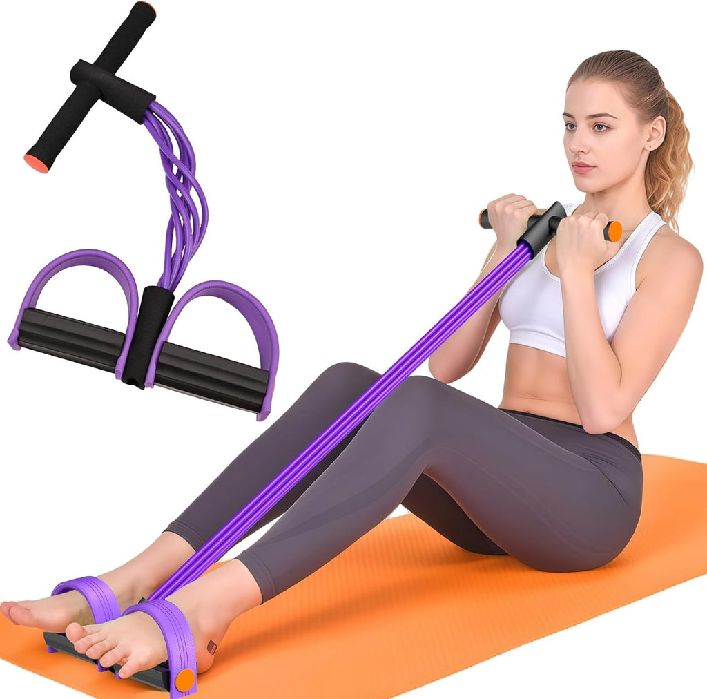 6-Tubes Foot Pedal Resistance Band Body Stretch Pull Puller Rope Yoga Exercise