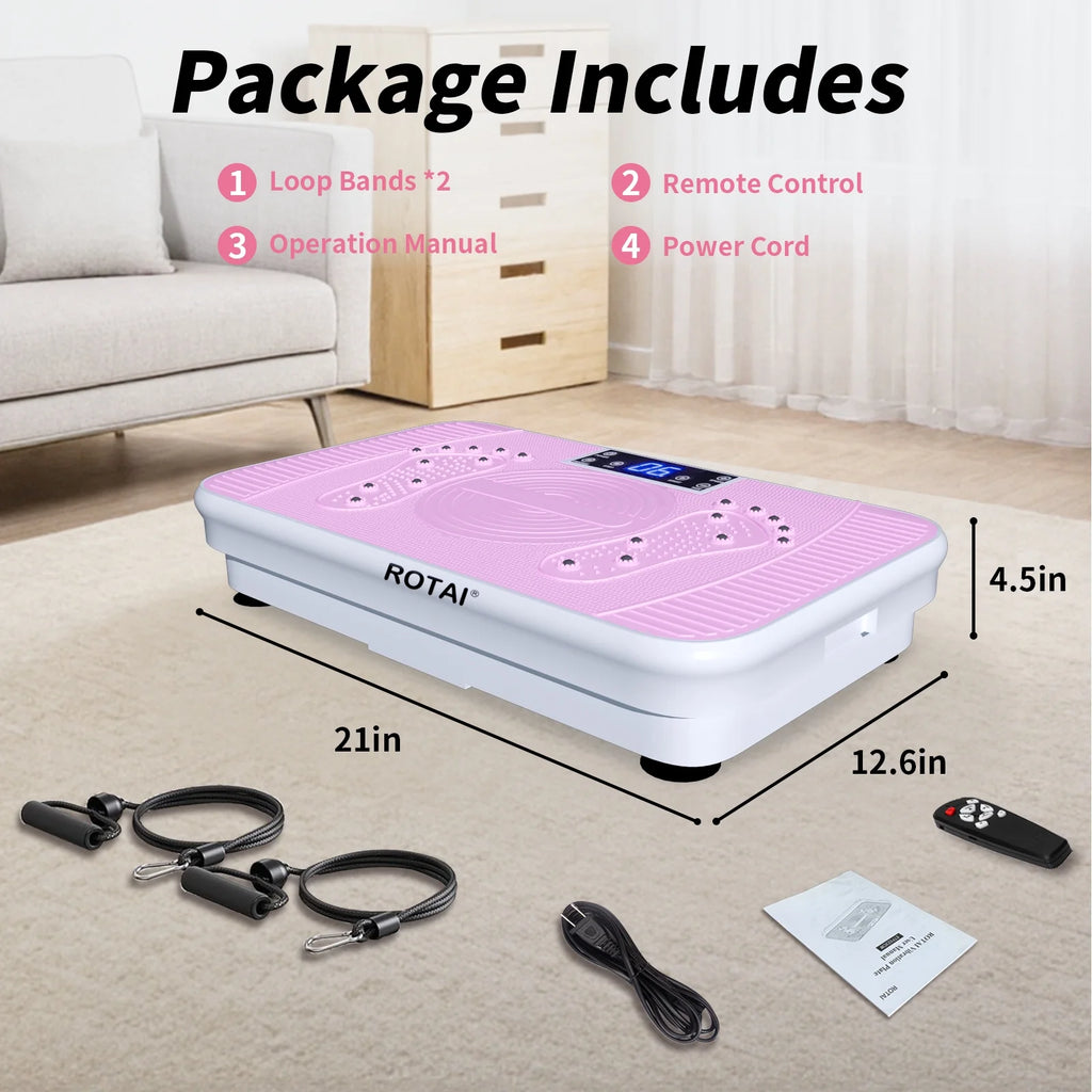 Vibrating Plate Exercise Machine with LED Display, 199 Adjustable Speeds Power, 300 Lbs 150 Watts, Shake Board Sport Gym for Women and Men, Pink
