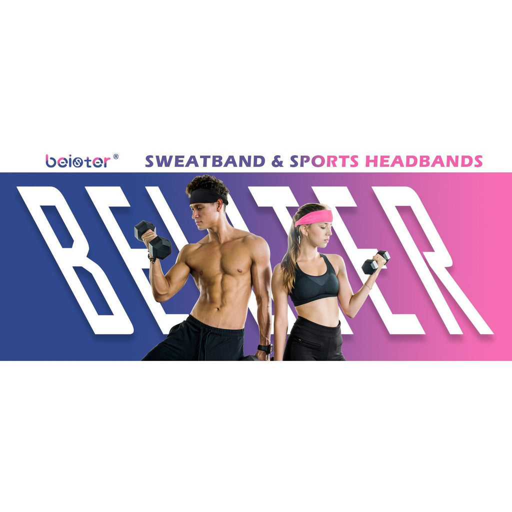 5-Piece Unisex Anti-Slip Sports Sweat-Absorbing Headbands Elastic Yoga Fitness Running Headbands Unisex