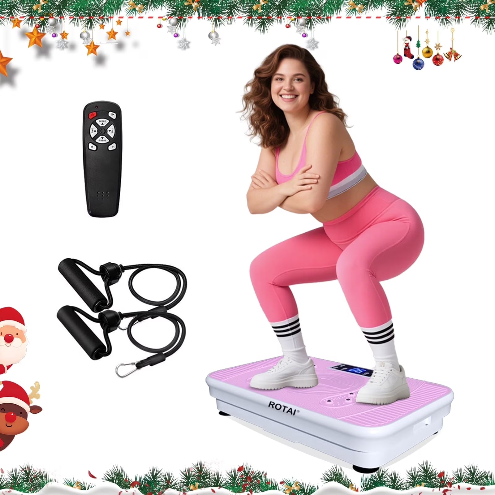 Vibrating Plate Exercise Machine with LED Display, 199 Adjustable Speeds Power, 300 Lbs 150 Watts, Shake Board Sport Gym for Women and Men, Pink