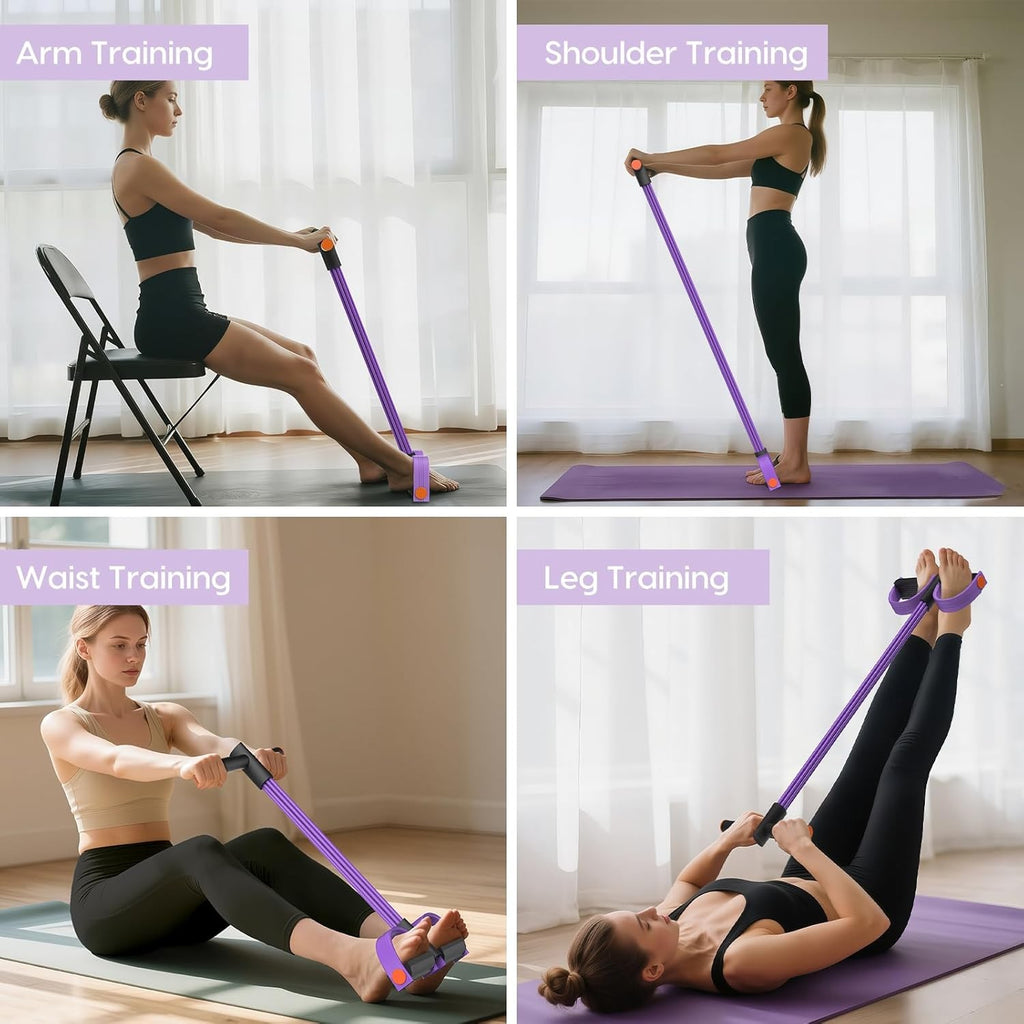 6-Tubes Foot Pedal Resistance Band Body Stretch Pull Puller Rope Yoga Exercise
