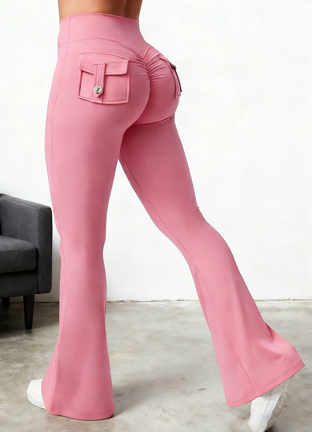 Yoga Fitness Flared Pants With Pockets Ins Fashion Slim High Waist Sports Trousers  Scrunch Butt Booty Workout Lifting Leggings