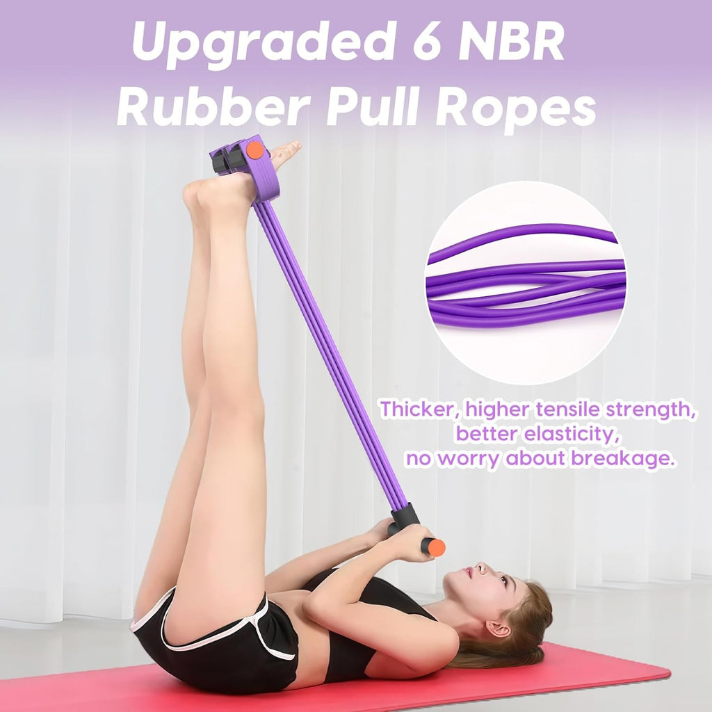 6-Tubes Foot Pedal Resistance Band Body Stretch Pull Puller Rope Yoga Exercise