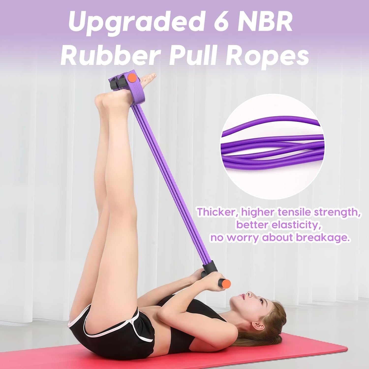 6-Tubes Foot Pedal Resistance Band Body Stretch Pull Puller Rope Yoga Exercise