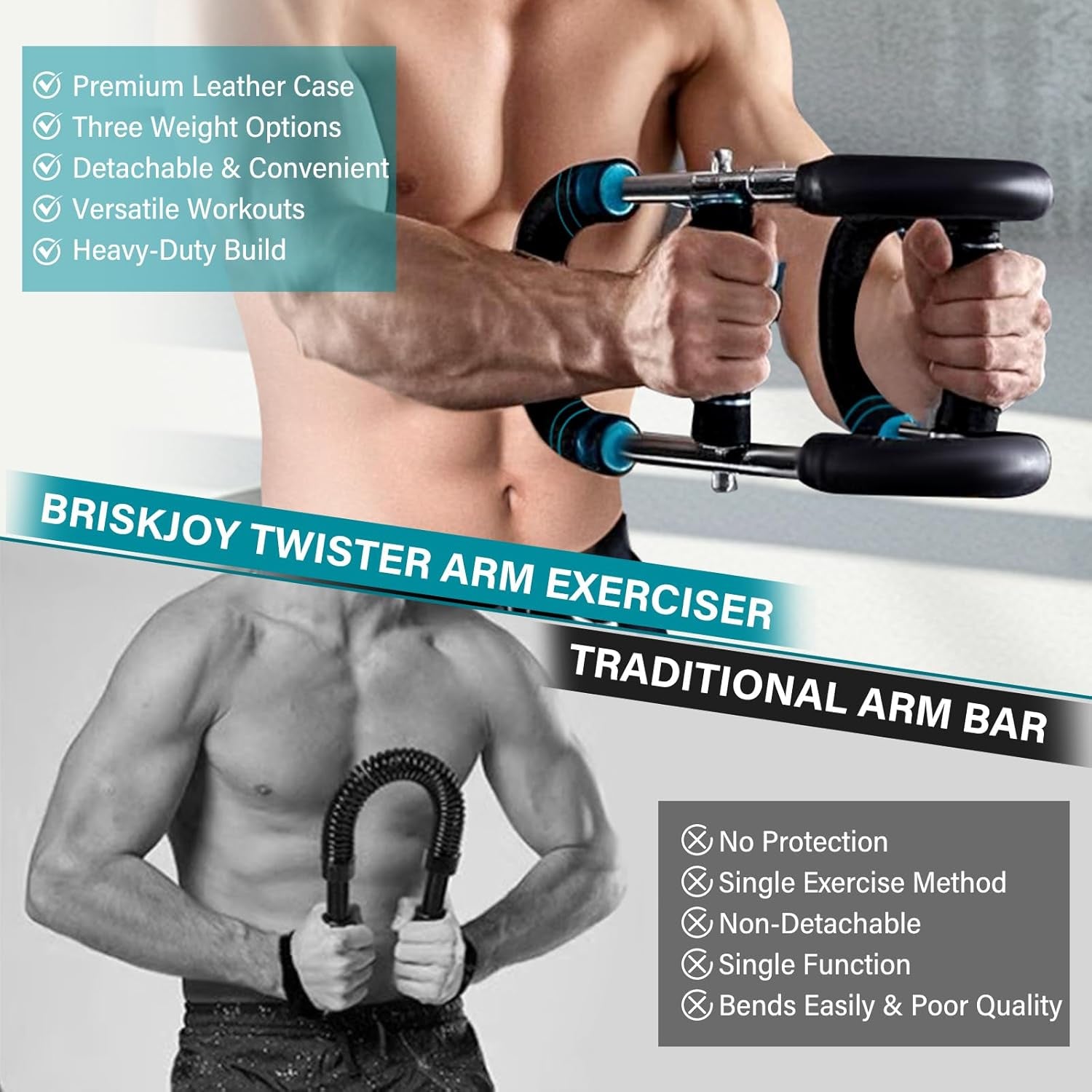 Twister Arm Trainer, 60-110Lb Arm Exerciser, Adjustable Chest Workout Equipment Power Twister Bar for Upper Body Strength Training, Arm Strength Trainer Forearm Shoulder Home Fitness Equipment