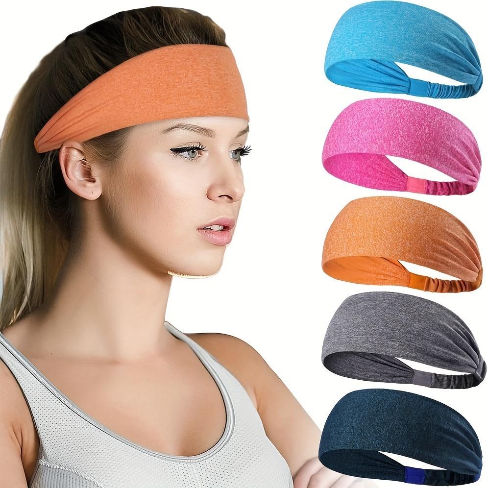 5-Piece Unisex Anti-Slip Sports Sweat-Absorbing Headbands Elastic Yoga Fitness Running Headbands Unisex