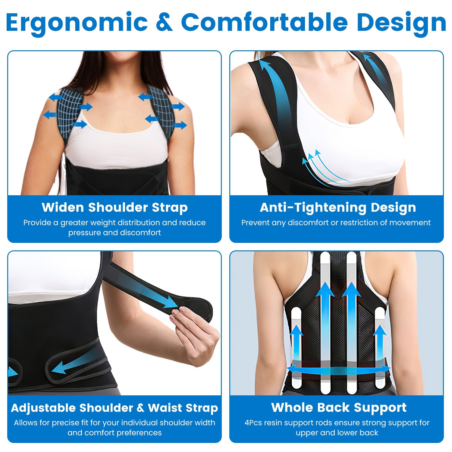 3 Size Options Posture Corrector For Women Men Adjustable Back Brace Posture Trainer Improve Hunchback Slouching Kyphosis Correction Invisible Under Clothes Upper Back Straightener Pain Relief