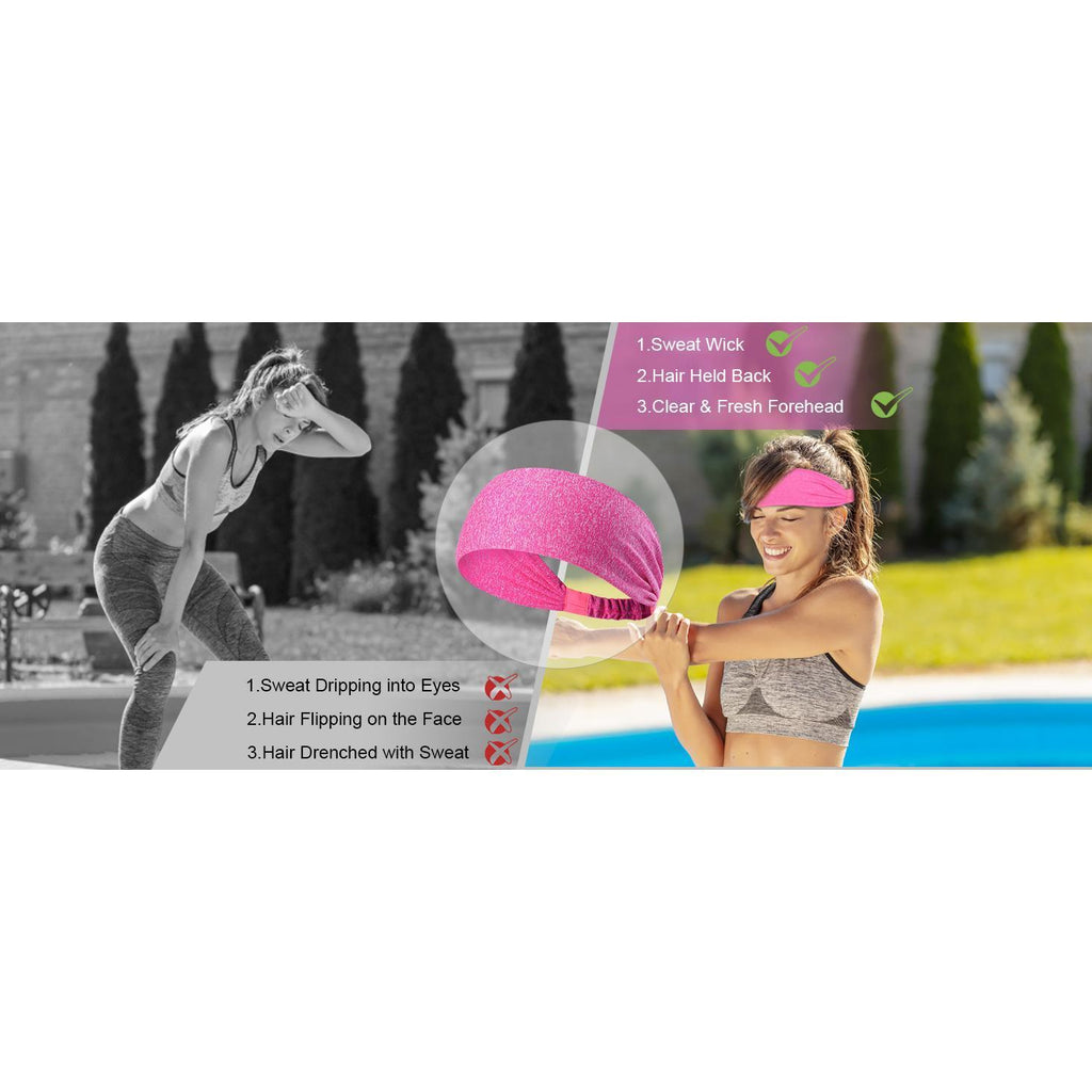 5-Piece Unisex Anti-Slip Sports Sweat-Absorbing Headbands Elastic Yoga Fitness Running Headbands Unisex