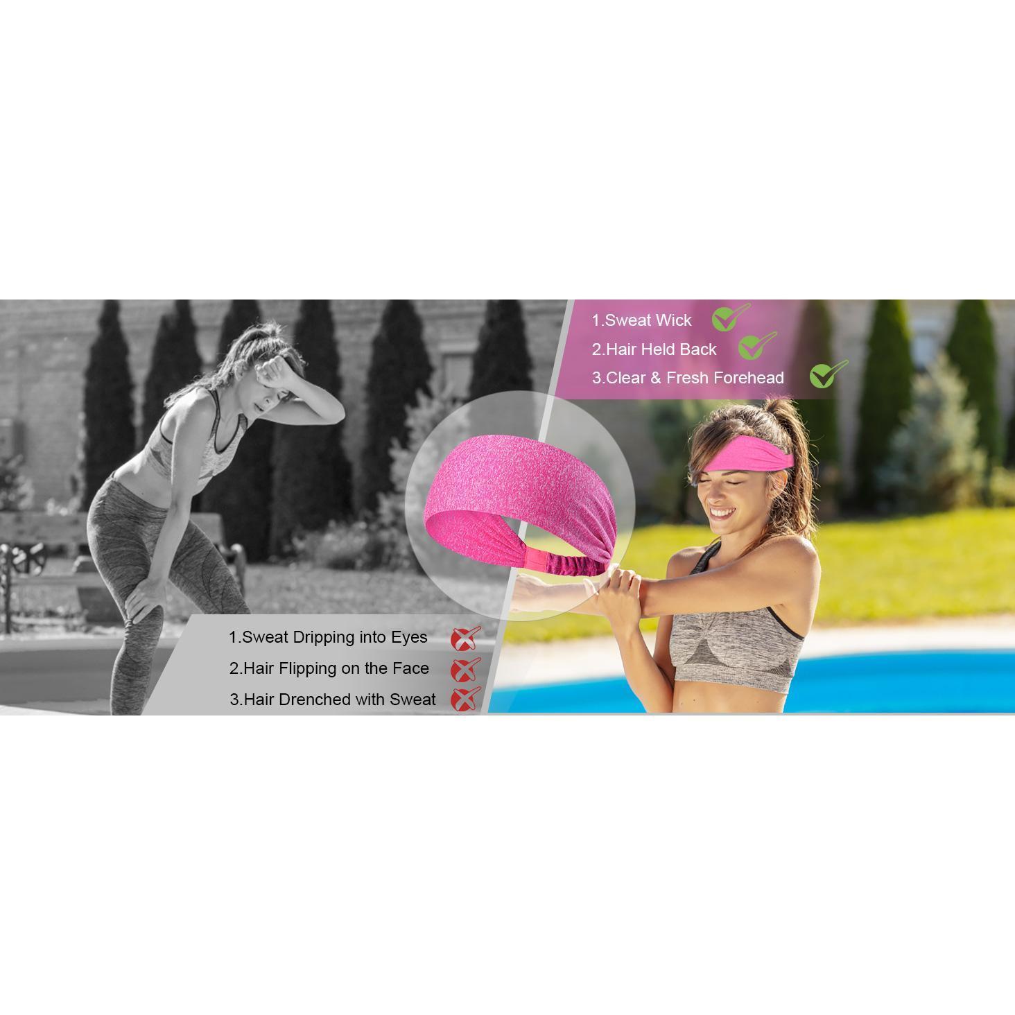 5-Piece Unisex Anti-Slip Sports Sweat-Absorbing Headbands Elastic Yoga Fitness Running Headbands Unisex